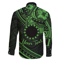 Kia Orana Cook Islands Family Matching Short Sleeve Bodycon Dress and Hawaiian Shirt Circle Stars With Floral Green Pattern LT01 - Polynesian Pride