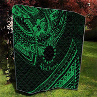 Kia Orana Cook Islands Quilt Circle Stars With Floral Green Pattern LT01 - Polynesian Pride