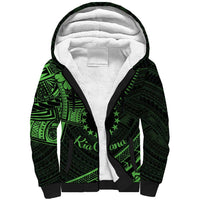 Kia Orana Cook Islands Sherpa Hoodie Circle Stars With Floral Green Pattern LT01 Unisex Green - Polynesian Pride