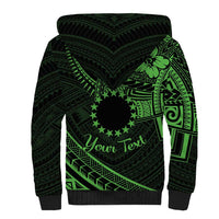 Kia Orana Cook Islands Sherpa Hoodie Circle Stars With Floral Green Pattern LT01 - Polynesian Pride