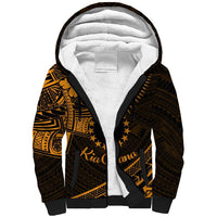 Kia Orana Cook Islands Sherpa Hoodie Circle Stars With Floral Gold Pattern LT01 Unisex Gold - Polynesian Pride