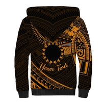 Kia Orana Cook Islands Sherpa Hoodie Circle Stars With Floral Gold Pattern LT01 - Polynesian Pride