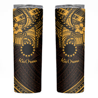 Kia Orana Cook Islands Skinny Tumbler Circle Stars With Floral Gold Pattern