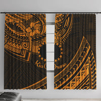 Kia Orana Cook Islands Window Curtain Circle Stars With Floral Gold Pattern LT01 With Hooks Gold - Polynesian Pride