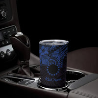Kia Orana Cook Islands Tumbler Cup Circle Stars With Floral Navy Blue Pattern