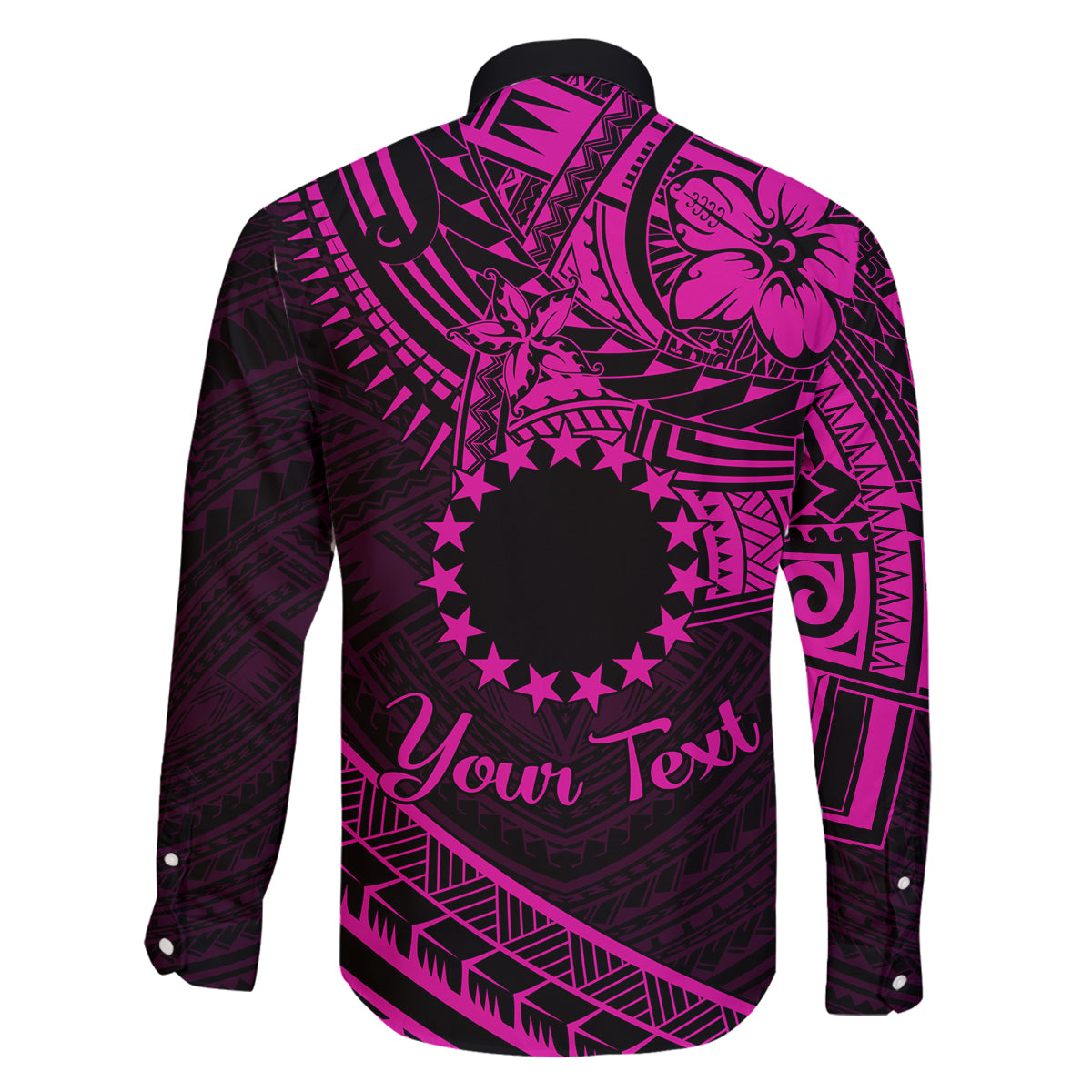 Kia Orana Cook Islands Family Matching Off Shoulder Long Sleeve Dress and Hawaiian Shirt Circle Stars With Floral Pink Pattern LT01 - Polynesian Pride