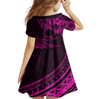 Kia Orana Cook Islands Family Matching Tank Maxi Dress and Hawaiian Shirt Circle Stars With Floral Pink Pattern LT01 - Polynesian Pride
