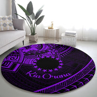 Kia Orana Cook Islands Round Carpet Circle Stars With Floral Purple Pattern LT01 - Polynesian Pride