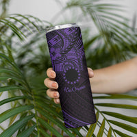 Kia Orana Cook Islands Skinny Tumbler Circle Stars With Floral Purple Pattern LT01 - Polynesian Pride