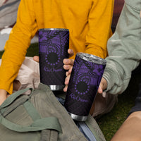 Kia Orana Cook Islands Tumbler Cup Circle Stars With Floral Purple Pattern