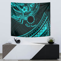 Kia Orana Cook Islands Tapestry Circle Stars With Floral Turquoise Pattern LT01 - Polynesian Pride