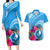 Yap Day Couples Matching Long Sleeve Bodycon Dress and Hawaiian Shirt Nam nu Waqab Tropical Flower LT01 Blue - Polynesian Pride