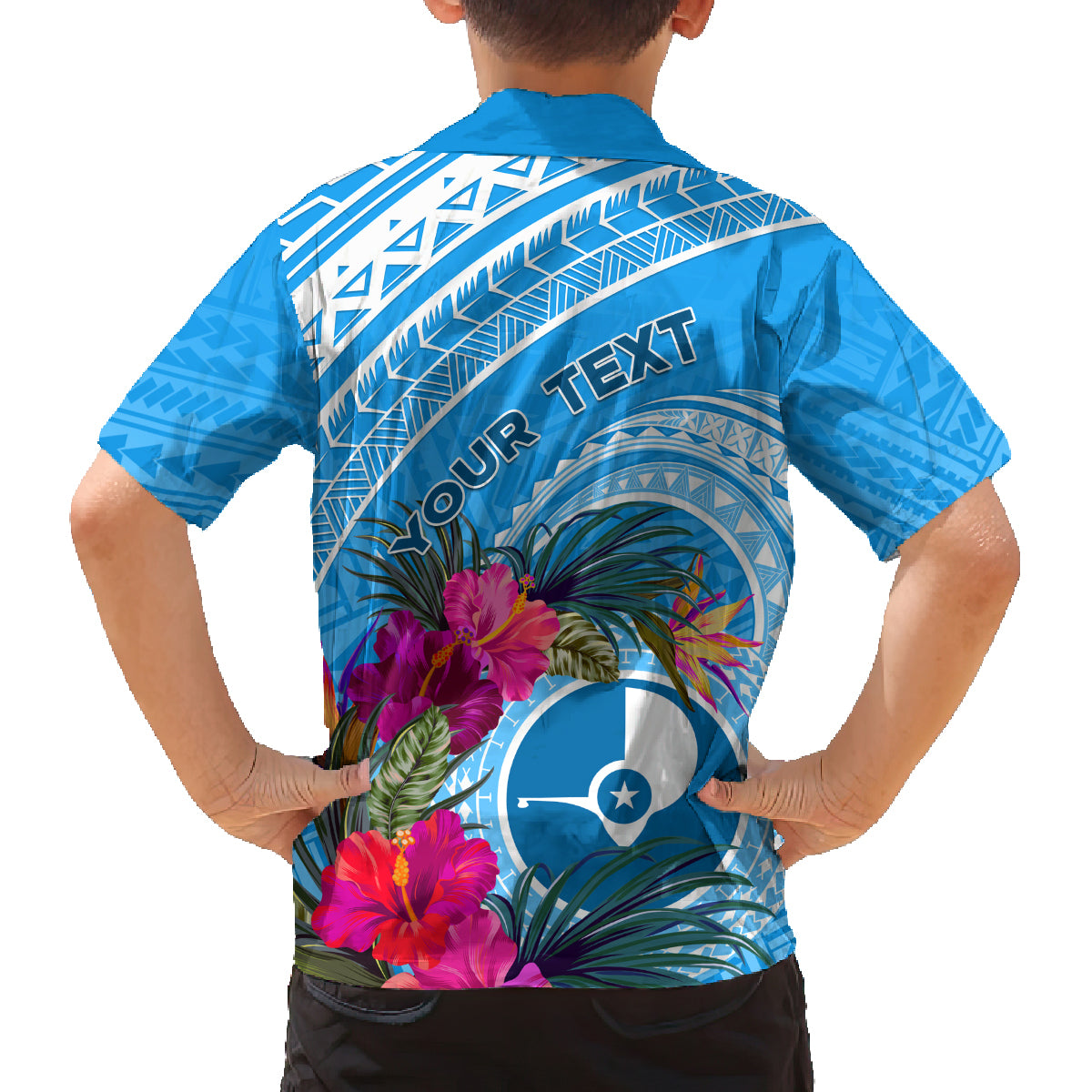 Yap Day Family Matching Off Shoulder Maxi Dress and Hawaiian Shirt Nam nu Waqab Tropical Flower LT01 - Polynesian Pride