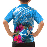 Yap Day Family Matching Short Sleeve Bodycon Dress and Hawaiian Shirt Nam nu Waqab Tropical Flower LT01 - Polynesian Pride