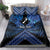 Personalised Aotearoa Matariki Bedding Set Blue Fern Maori Poutama