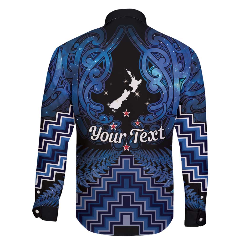 Personalised Aotearoa Matariki Family Matching Long Sleeve Bodycon Dress and Hawaiian Shirt Blue Fern Maori Poutama LT01 - Polynesian Pride