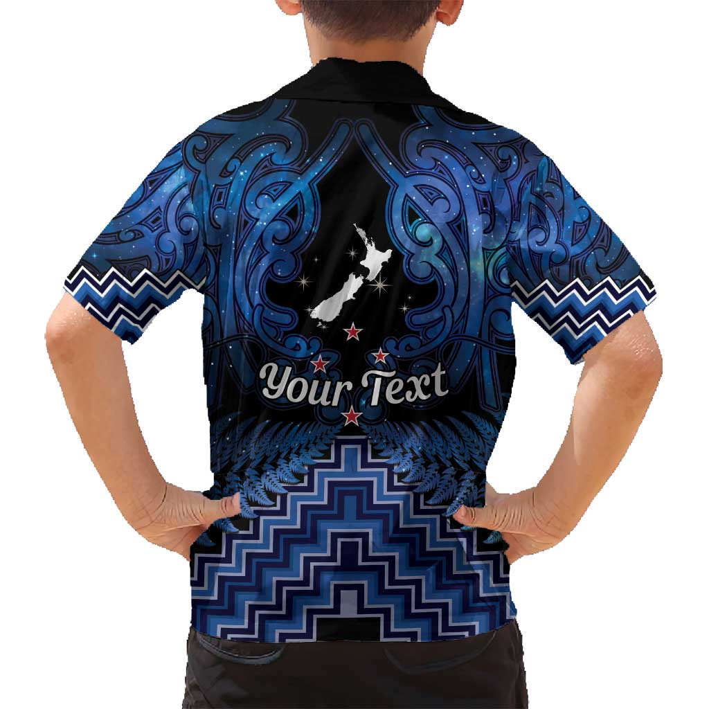 Personalised Aotearoa Matariki Family Matching Summer Maxi Dress and Hawaiian Shirt Blue Fern Maori Poutama LT01 - Polynesian Pride