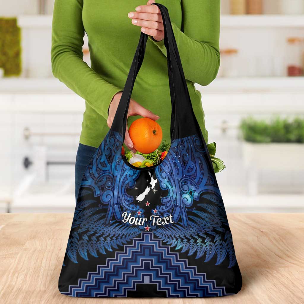 Personalised Aotearoa Matariki Grocery Bag Blue Fern Maori Poutama