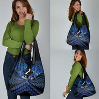 Personalised Aotearoa Matariki Grocery Bag Blue Fern Maori Poutama