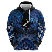 Personalised Aotearoa Matariki Hoodie Blue Fern Maori Poutama