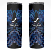 Personalised Aotearoa Matariki Skinny Tumbler Blue Fern Maori Poutama LT01 Blue - Polynesian Pride