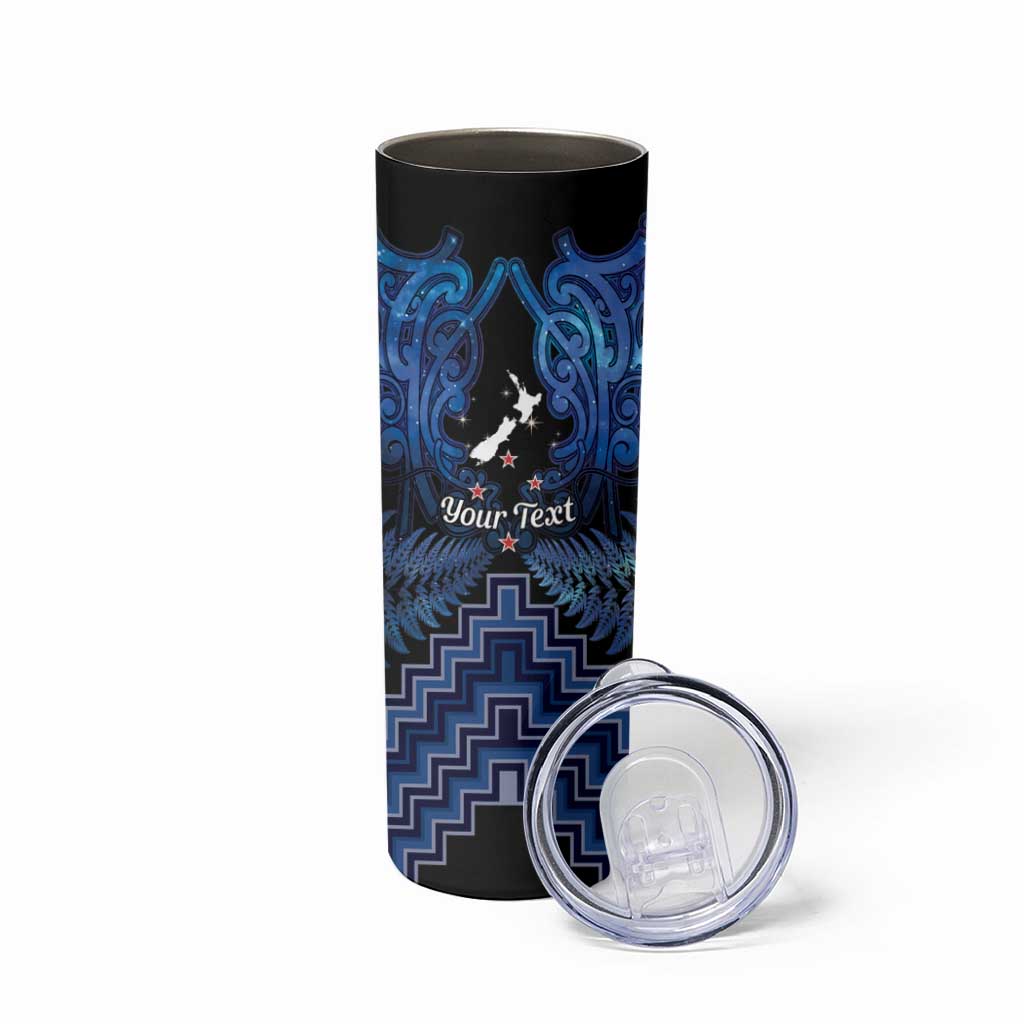 Personalised Aotearoa Matariki Skinny Tumbler Blue Fern Maori Poutama LT01 - Polynesian Pride