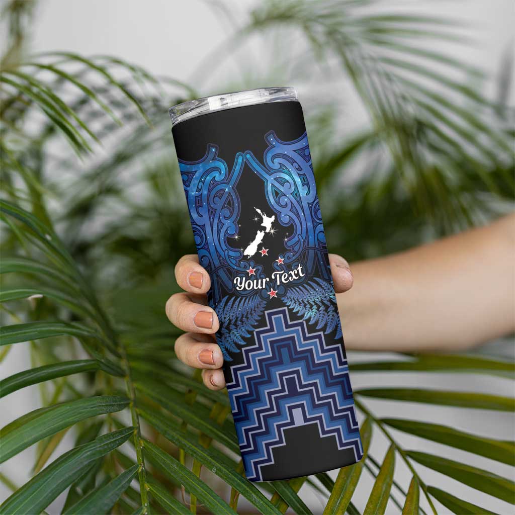 Personalised Aotearoa Matariki Skinny Tumbler Blue Fern Maori Poutama LT01 - Polynesian Pride
