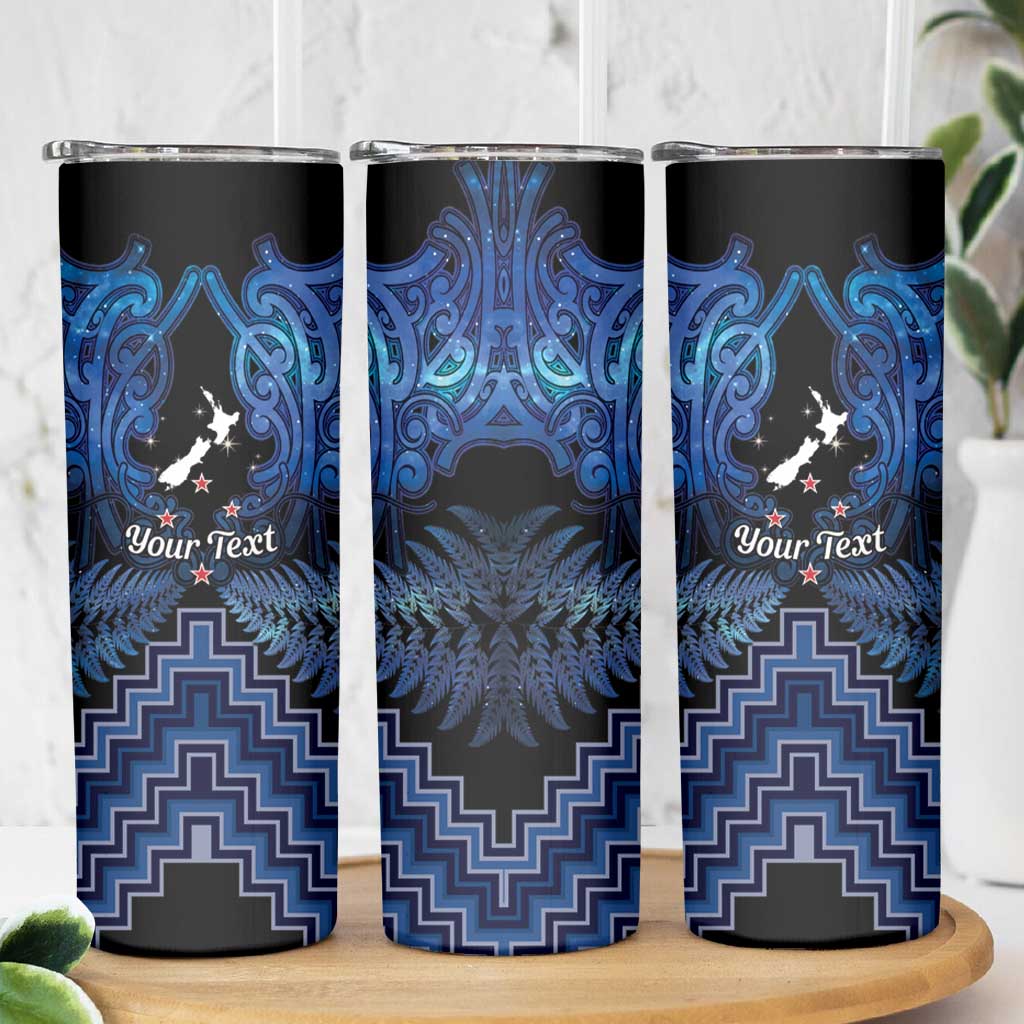 Personalised Aotearoa Matariki Skinny Tumbler Blue Fern Maori Poutama LT01 - Polynesian Pride