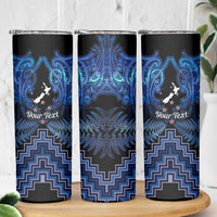 Personalised Aotearoa Matariki Skinny Tumbler Blue Fern Maori Poutama LT01 - Polynesian Pride