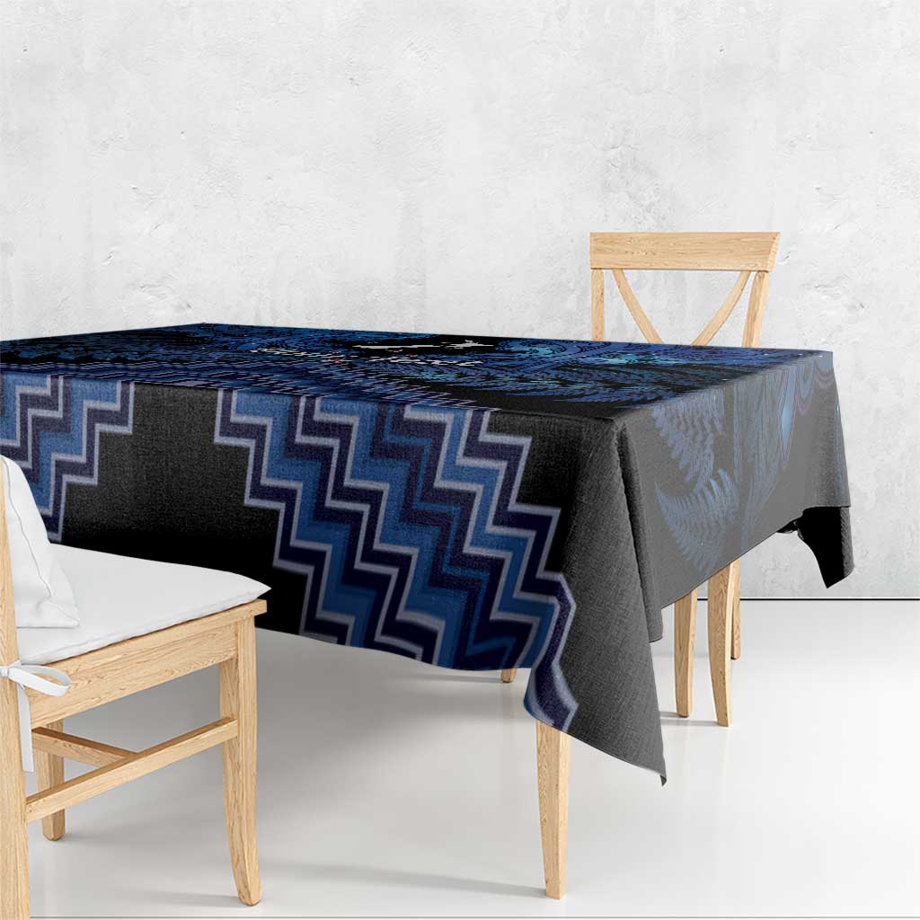 Personalised Aotearoa Matariki Tablecloth Blue Fern Maori Poutama