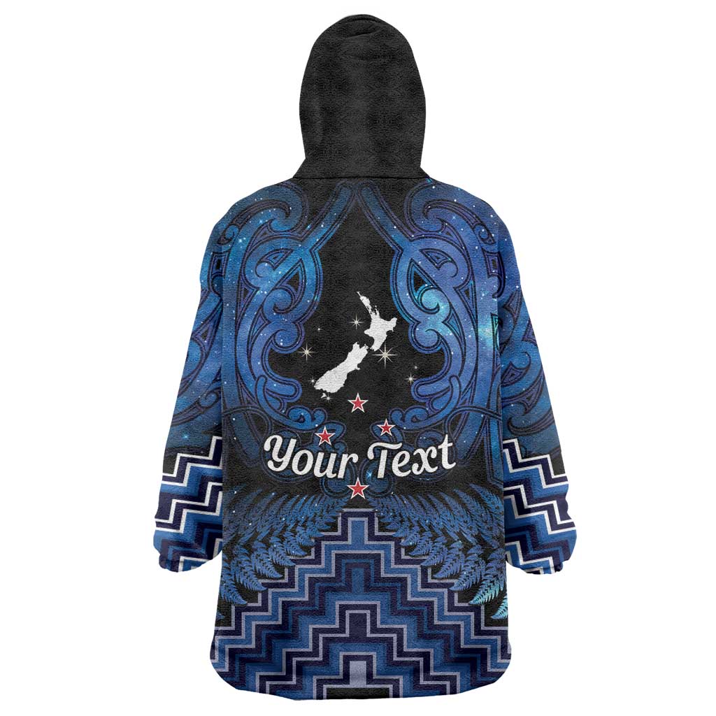 Personalised Aotearoa Matariki Wearable Blanket Hoodie Blue Fern Maori Poutama LT01 - Polynesian Pride
