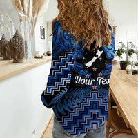 Personalised Aotearoa Matariki Women Casual Shirt Blue Fern Maori Poutama LT01 - Polynesian Pride