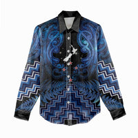 Personalised Aotearoa Matariki Women Casual Shirt Blue Fern Maori Poutama LT01 - Polynesian Pride