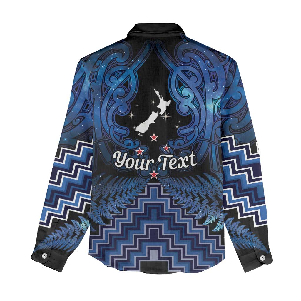 Personalised Aotearoa Matariki Women Casual Shirt Blue Fern Maori Poutama LT01 - Polynesian Pride