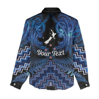 Personalised Aotearoa Matariki Women Casual Shirt Blue Fern Maori Poutama LT01 - Polynesian Pride