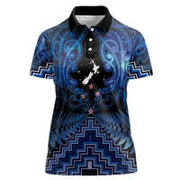 Personalised Aotearoa Matariki Women Polo Shirt Blue Fern Maori Poutama LT01 Female Blue - Polynesian Pride