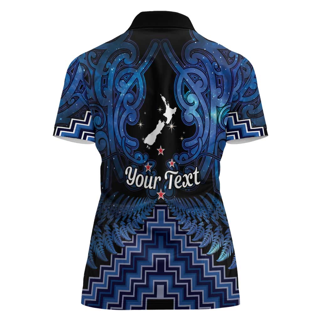 Personalised Aotearoa Matariki Women Polo Shirt Blue Fern Maori Poutama LT01 - Polynesian Pride