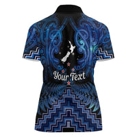 Personalised Aotearoa Matariki Women Polo Shirt Blue Fern Maori Poutama LT01 - Polynesian Pride