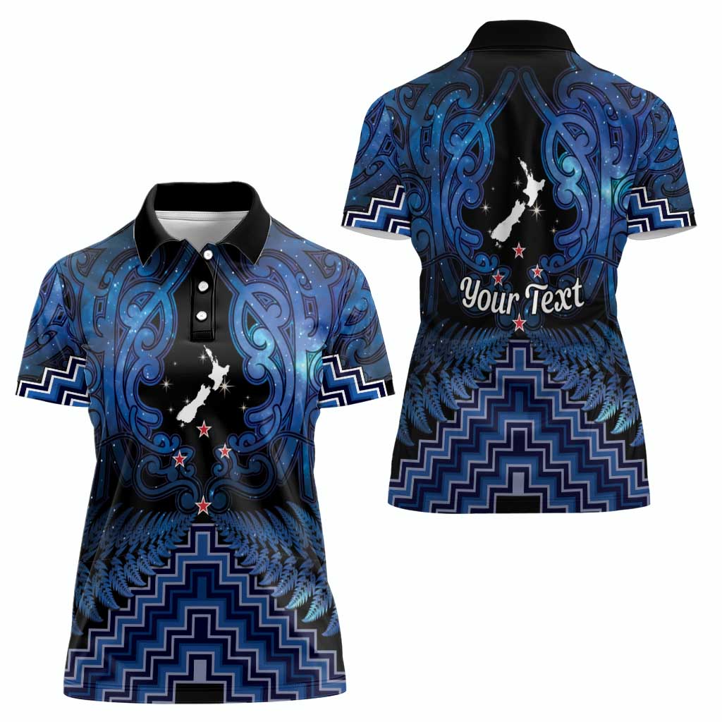 Personalised Aotearoa Matariki Women Polo Shirt Blue Fern Maori Poutama LT01 - Polynesian Pride