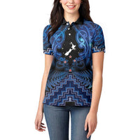 Personalised Aotearoa Matariki Women Polo Shirt Blue Fern Maori Poutama LT01 - Polynesian Pride