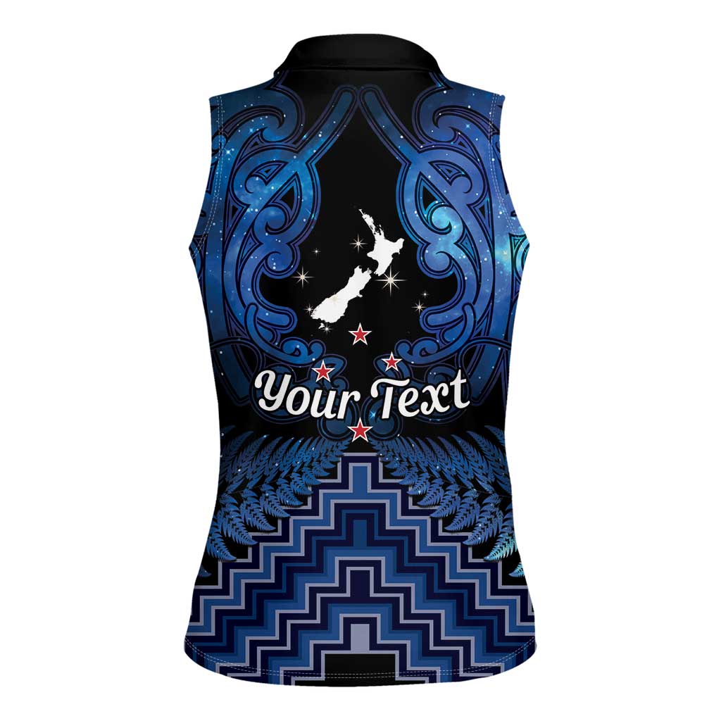 Personalised Aotearoa Matariki Women Sleeveless Polo Shirt Blue Fern Maori Poutama LT01 - Polynesian Pride