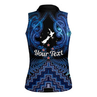 Personalised Aotearoa Matariki Women Sleeveless Polo Shirt Blue Fern Maori Poutama LT01 - Polynesian Pride