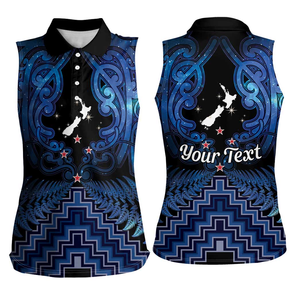 Personalised Aotearoa Matariki Women Sleeveless Polo Shirt Blue Fern Maori Poutama LT01 - Polynesian Pride