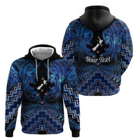 Personalised Aotearoa Matariki Zip Hoodie Blue Fern Maori Poutama