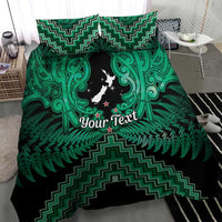 Personalised Aotearoa Matariki Bedding Set Green Fern Maori Poutama