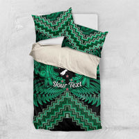 Personalised Aotearoa Matariki Bedding Set Green Fern Maori Poutama