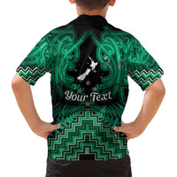 Personalised Aotearoa Matariki Family Matching Off Shoulder Maxi Dress and Hawaiian Shirt Green Fern Maori Poutama LT01 - Polynesian Pride