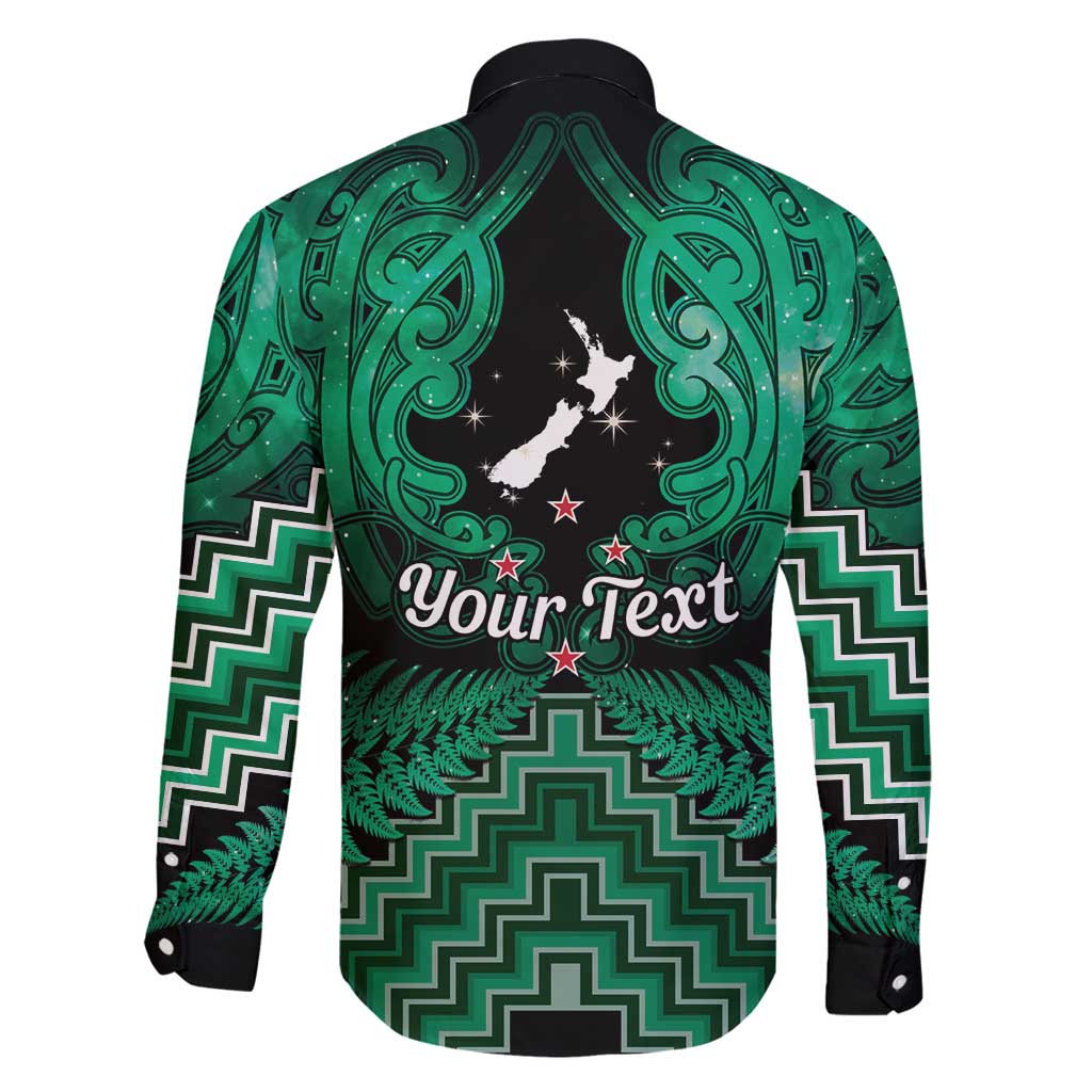 Personalised Aotearoa Matariki Family Matching Off Shoulder Maxi Dress and Hawaiian Shirt Green Fern Maori Poutama LT01 - Polynesian Pride