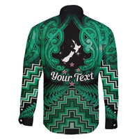 Personalised Aotearoa Matariki Family Matching Off Shoulder Maxi Dress and Hawaiian Shirt Green Fern Maori Poutama LT01 - Polynesian Pride