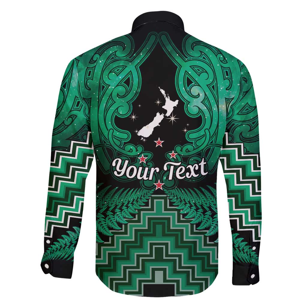 Personalised Aotearoa Matariki Family Matching Short Sleeve Bodycon Dress and Hawaiian Shirt Green Fern Maori Poutama LT01 - Polynesian Pride